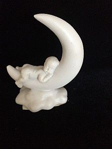 Baby Cherub Sleeping on Moon 